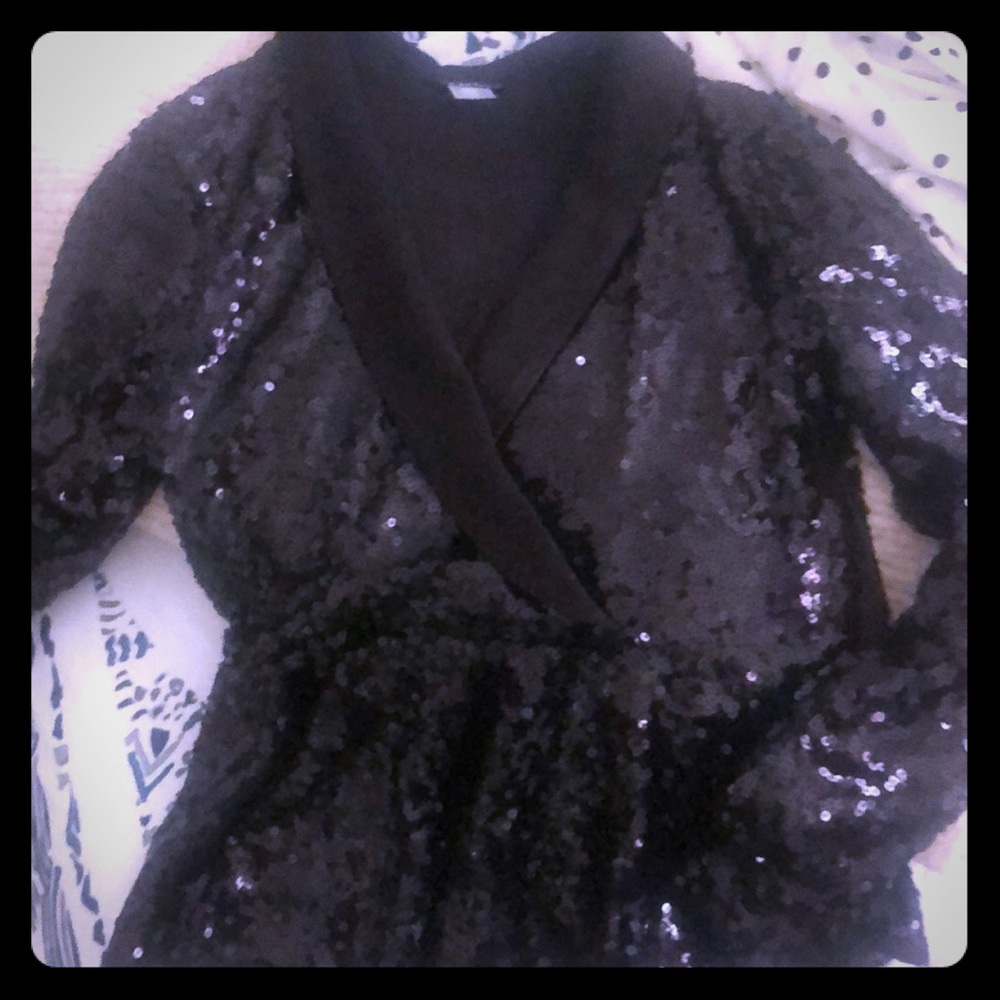 Dressy sequin black top